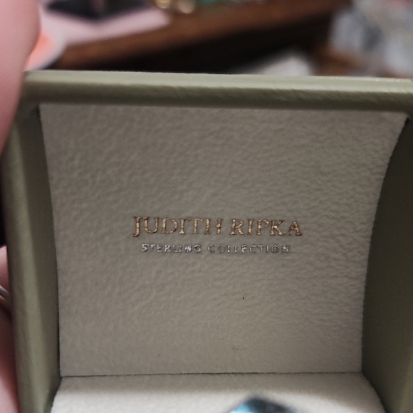 Judith Ripka Sterling Silver Ring with Blue Topaz Marquise Gem And Czs - Picture 4 of 9